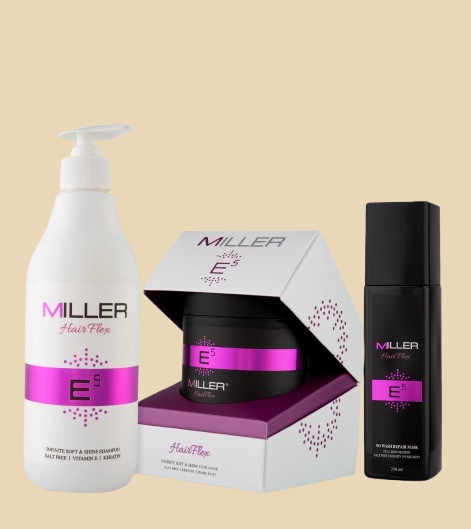 מסכה 500 מ"ל +שמפו 500מ"ל hair flex+מסיכה ללא שטיפה 250מ"ל