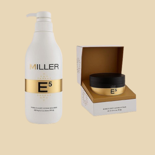 מסיכה לשיער E5 גולד 500מ"ל+שמפו ג'ל קרטין גולד 1000מ"ל